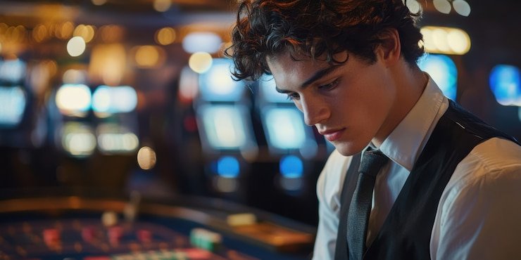 Mobile phone displaying lotto sdy Infinite Blackjack live dealer table